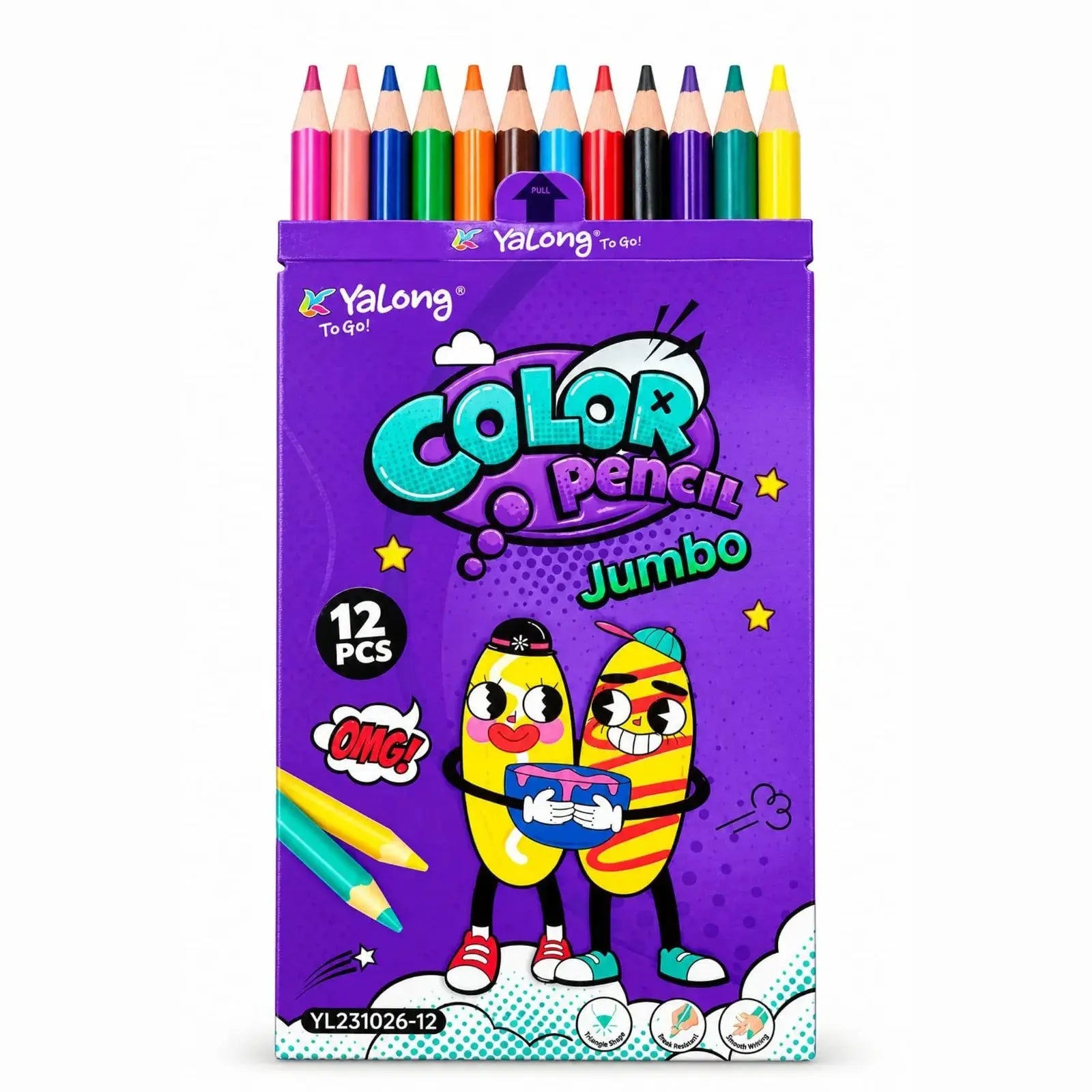 Yalong Color Pencil Jumbo 12-piece set YL231026-12 - Saleemi Book Depot in pakistan