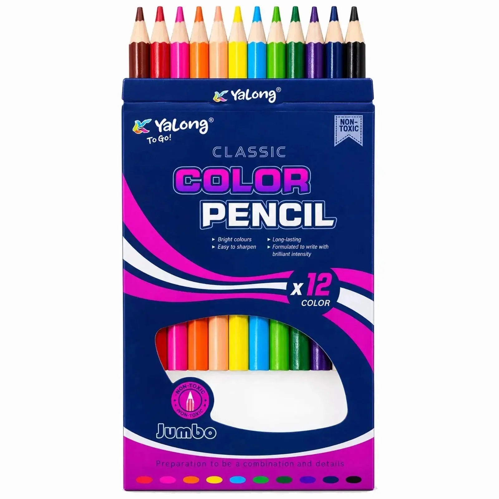 Yalong Jumbo Classic Colored Pencils Set 12PCS - Saleemi Book Depot in pakistan