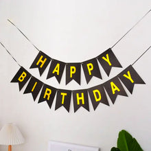 happy birthday flag banner black