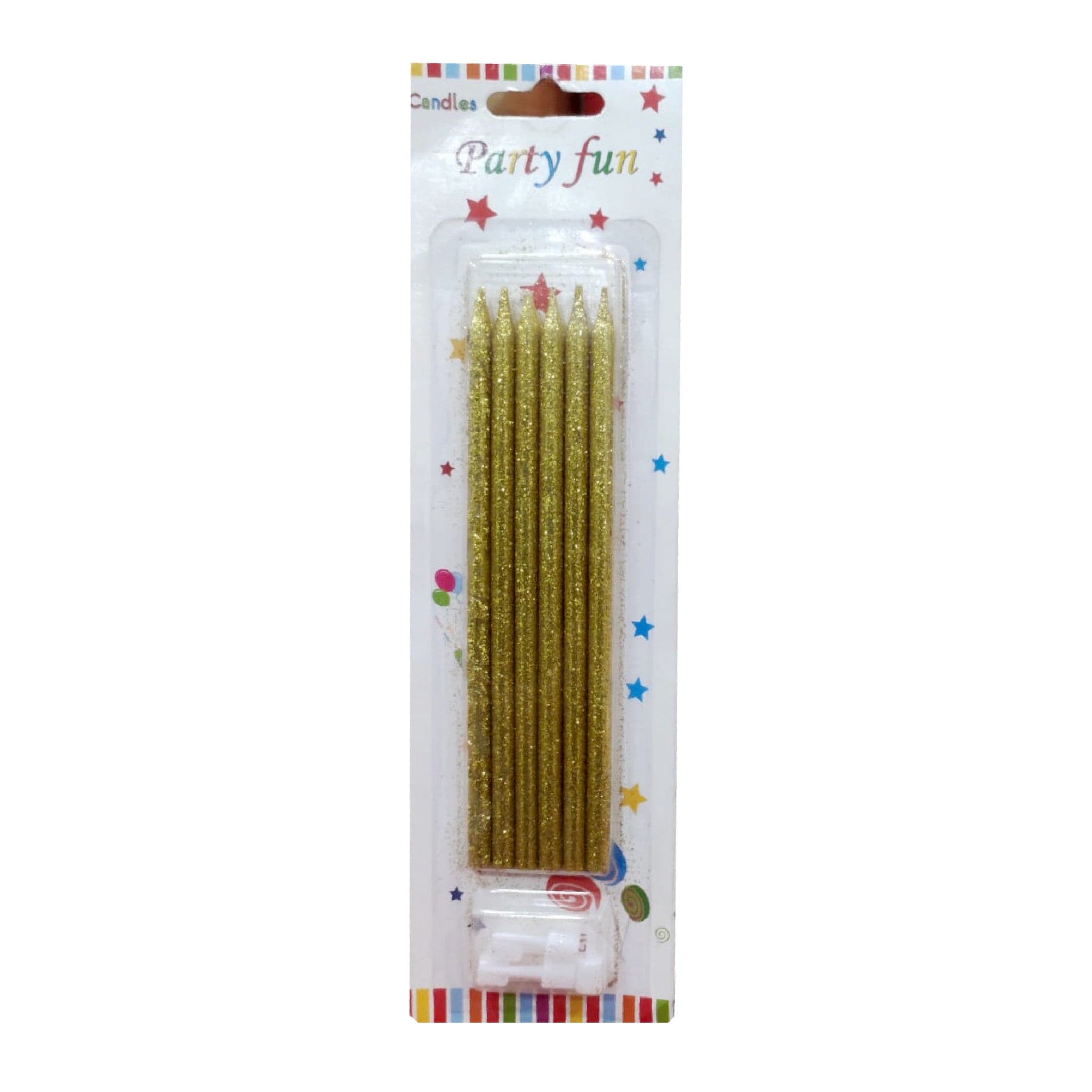 Birthday Golden & Silver Glitter Candle 6Pcs Pack