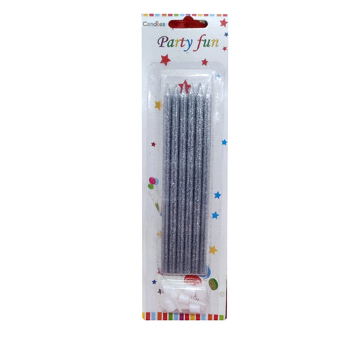 Birthday Golden & Silver Glitter Candle 6Pcs Pack