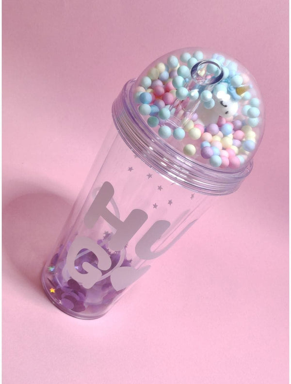 Glass Sipper G1003/4 , Cute double wall WaterCup with straw - Saleemi Book Depot in pakistan