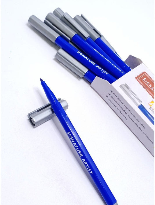 Signature Artist Fiber-Tip Marker Blue 10Pcs Box