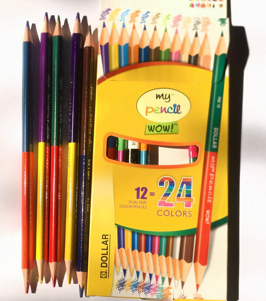Dollar 24 In 12 Colour Pencils with dual end.