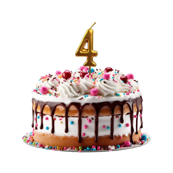 Golden Birthday Cake Age Topper Candle